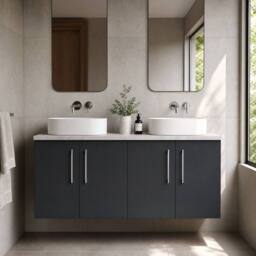 Balterley Level 1200mm Wall Hung 4 Door Unit with Laminate Worktop - Dark Grey - thumbnail 6