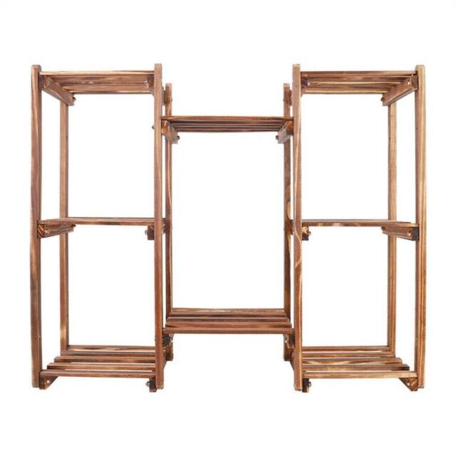 NESTLUNE Heavy Duty Wood Planter Stand Herbs Holder Flower Display Shelf in Brown - Size: 100 cm x 15 cm - image 1