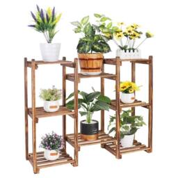 NESTLUNE Heavy Duty Wood Planter Stand Herbs Holder Flower Display Shelf in Brown - Size: 100 cm x 15 cm - thumbnail 5