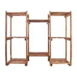NESTLUNE Heavy Duty Wood Planter Stand Herbs Holder Flower Display Shelf in Brown - Size: 100 cm x 15 cm - thumbnail 1