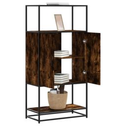 Berkfield Home Highboard Smoked Oak 68x35x139 cm Engineered Wood & Metal in Brown - Size: 68 x 35 x 139 cm - thumbnail 1