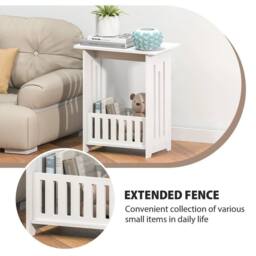 KORVIXA Slim Coffee Side Table Newspaper Magazine Shelf in White - Size: 900mm - thumbnail 4