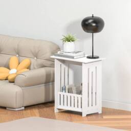 KORVIXA Slim Coffee Side Table Newspaper Magazine Shelf in White - Size: 900mm - thumbnail 3