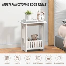 KORVIXA Slim Coffee Side Table Newspaper Magazine Shelf in White - Size: 900mm - thumbnail 5
