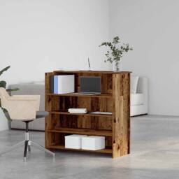 Berkfield Home Reception Desk Old Wood 100x50x103.5 cm Engineered Wood in Brown - thumbnail 1