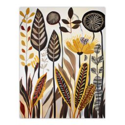 "Artery8 Rustic Abstract Wildflowers Painting Folk Art Wall Art Print in Brown - Size: W12"" x H16""" - thumbnail 1