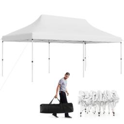 Costway 3M x 6M Pop-up Canopy Tent Folding Instant Sun Shelter w/ Carrying Bag in White - thumbnail 2