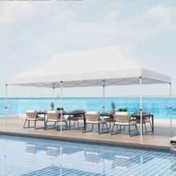 Costway 3M x 6M Pop-up Canopy Tent Folding Instant Sun Shelter w/ Carrying Bag in White - thumbnail 1