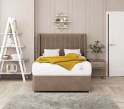 Bed Choices Regent Bed Set No drawer - Includes Mattress & Headboard - Plush Velvet in Brown - Size: Super King - thumbnail 2