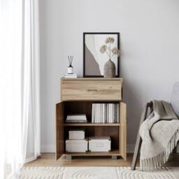 Havendro Living Room Sideboard Wooden Storage Cabinet Unit in Light Oak - thumbnail 3