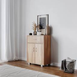 Havendro Living Room Sideboard Wooden Storage Cabinet Unit in Light Oak - thumbnail 2