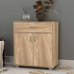 Havendro Living Room Sideboard Wooden Storage Cabinet Unit in Light Oak - thumbnail 4