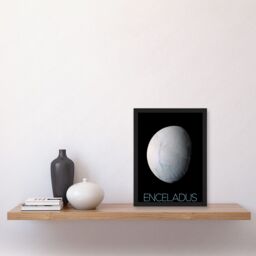 Artery8 NASA Our Solar System Enceladus Saturn's Moon Ice Oceans Artwork Framed Wall Art Print A4 in Black - thumbnail 2