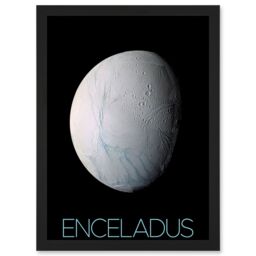 Artery8 NASA Our Solar System Enceladus Saturn's Moon Ice Oceans Artwork Framed Wall Art Print A4 in Black - thumbnail 1