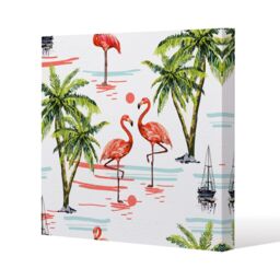 Benjamin Tate Design Flamingo & Palm Trees (Canvas Print) / 101 x 101 x 4cm in Natural - Size: 101 x 101 x 4 cm - thumbnail 1
