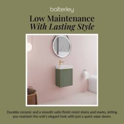 Balterley Green 400mm Wall Hung Vanity Unit with Brushed Brass Handle - thumbnail 7
