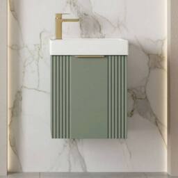 Balterley Green 400mm Wall Hung Vanity Unit with Brushed Brass Handle - thumbnail 8