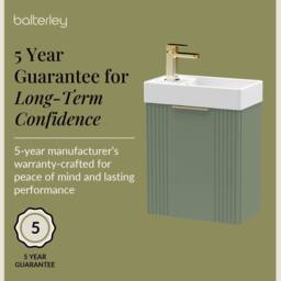Balterley Green 400mm Wall Hung Vanity Unit with Brushed Brass Handle - thumbnail 6