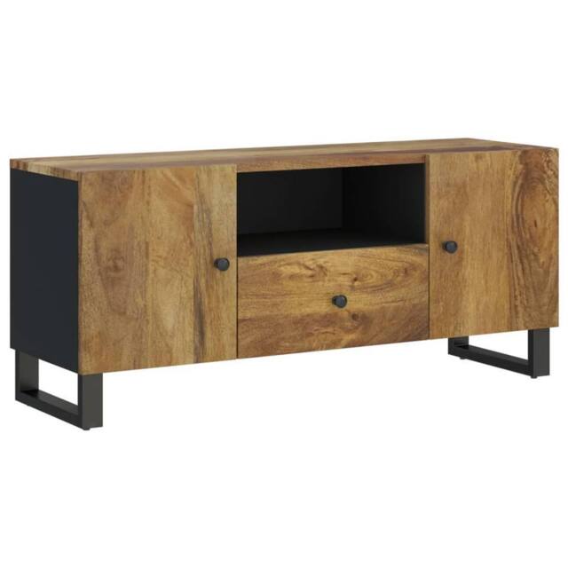 Berkfield Home TV Cabinet 105x33.5x46 cm Solid Wood Mango&Engineered Wood in Brown - image 1
