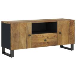 Berkfield Home TV Cabinet 105x33.5x46 cm Solid Wood Mango&Engineered Wood in Brown - thumbnail 1