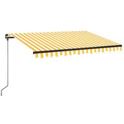 Berkfield Home Manual Retractable Awning with LED 350x250 cm Yellow & White - thumbnail 3