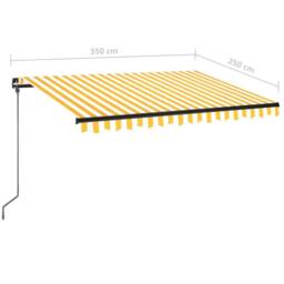 Berkfield Home Manual Retractable Awning with LED 350x250 cm Yellow & White - thumbnail 7