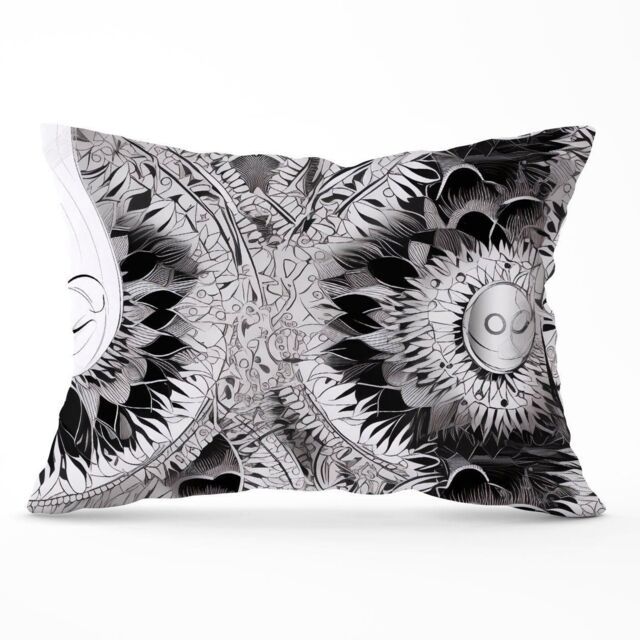 Warren Reed - Designer Abstract Moon & Sun Cushions in Grey - Size: 60 cm x 60 cm - image 1