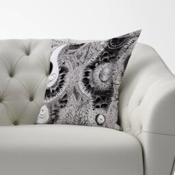 Warren Reed - Designer Abstract Moon & Sun Cushions in Grey - Size: 60 cm x 60 cm - thumbnail 2