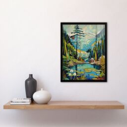 Artery8 The Eden Project Dome Stylised Painting Hippy Framed Art Print in Blue - Size: A4 - thumbnail 4