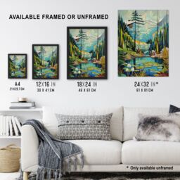 Artery8 The Eden Project Dome Stylised Painting Hippy Framed Art Print in Blue - Size: A4 - thumbnail 3