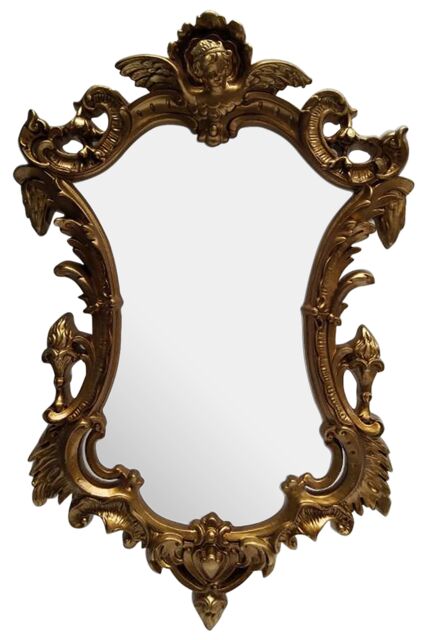 Orsina Neo-Classical Gold Finish Wall Mirror, Decorative Statement Piece, Baroque Slim Mirror With Flambeaux Details - image 1