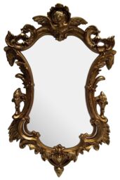 Orsina Neo-Classical Gold Finish Wall Mirror, Decorative Statement Piece, Baroque Slim Mirror With Flambeaux Details - thumbnail 1