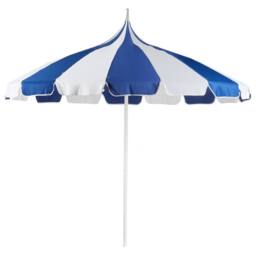 Wyld and Coco 2.45m Market Parasol Blue and White - Aluminium Pole - thumbnail 2