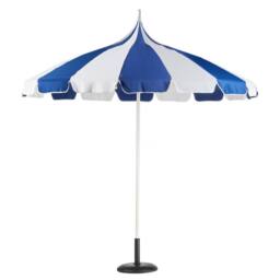 Wyld and Coco 2.45m Market Parasol Blue and White - Aluminium Pole - thumbnail 4