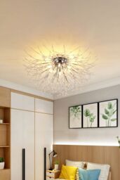 Living and Home Sputnik Flush Mount Ceiling Light in Silver