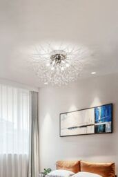 Living and Home Sputnik Flush Mount Ceiling Light in Silver - thumbnail 3