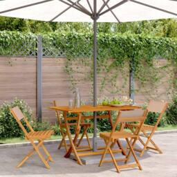 Berkfield Home Folding Garden Chairs 4 pcs Taupe Fabric & Solid Wood - thumbnail 2