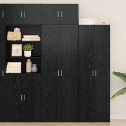 Berkfield Home Storage Cabinet Black Oak 70x42.5x225 cm Engineered Wood - thumbnail 1