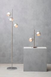 Orsina Chrome Floor Lamp With Three Dome Shades, Adjustable Arched Frame With Chrome Finish, 3 Light Floor Lamp in Silver - thumbnail 4