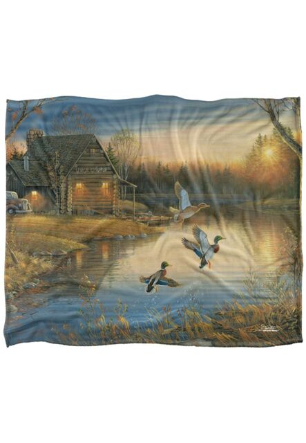 Wild Wings Ducks On The Lake Silky Touch Super Soft Throw Blanket 152 X 127 cm in White - image 1