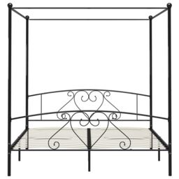 Berkfield Home Canopy Bed Frame Black Metal 200x200 cm - thumbnail 3
