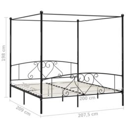 Berkfield Home Canopy Bed Frame Black Metal 200x200 cm - thumbnail 5