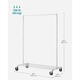 Kelvenix Clothes Rail on Wheels in White - thumbnail 2