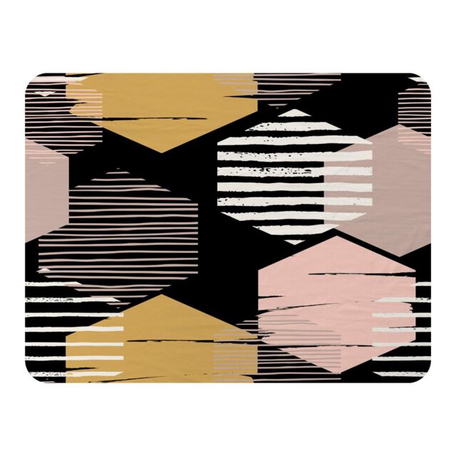 Benjamin Tate Design Yellow White & Pink Hexagons Blanket in Natural - Size: 120 cm x 150 cm - image 1