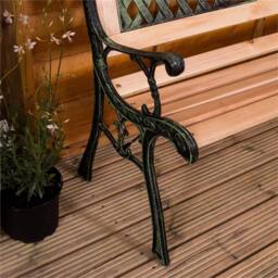 Kelvenix 3 Seater Wooden Garden Bench Twin Cross, Solid Pine Outdoor Patio Seat in Brown - thumbnail 3