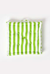 Homescapes Cotton Thick Stripe Floor Cushion in Green - Size: 50 cm x 50 cm - thumbnail 3