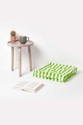 Homescapes Cotton Thick Stripe Floor Cushion in Green - Size: 50 cm x 50 cm - thumbnail 2
