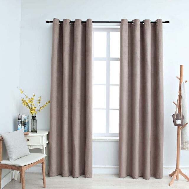 Berkfield Home Blackout Curtains with Metal Rings 2 pcs Taupe 140x245 cm - image 1