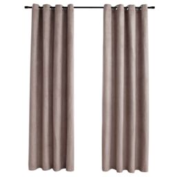 Berkfield Home Blackout Curtains with Metal Rings 2 pcs Taupe 140x245 cm - thumbnail 2