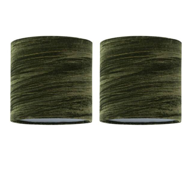 First Choice Lighting Set of 2 Green Crushed Velvet 15.5cm Table Lamp Shades - image 1